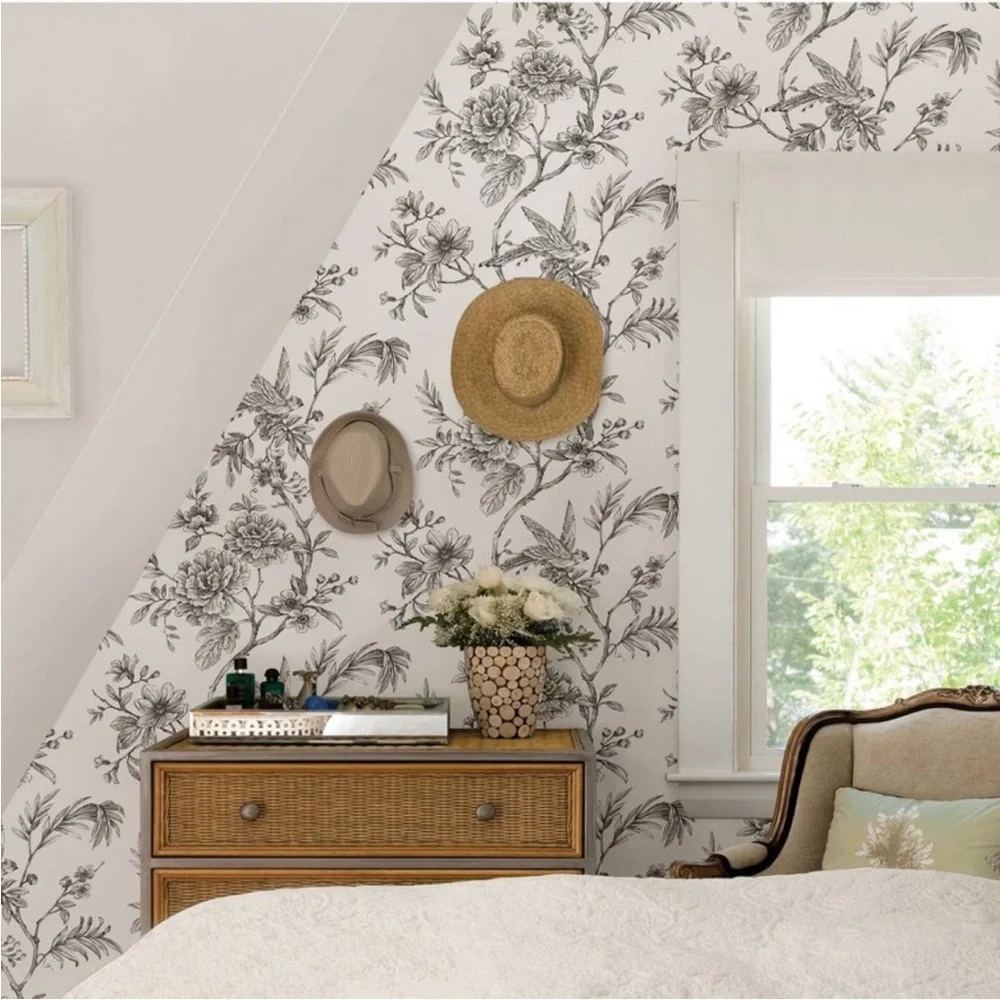 2!!!! NUWALLPAPER NWT long wood peel & stick wallpaper -charcoal